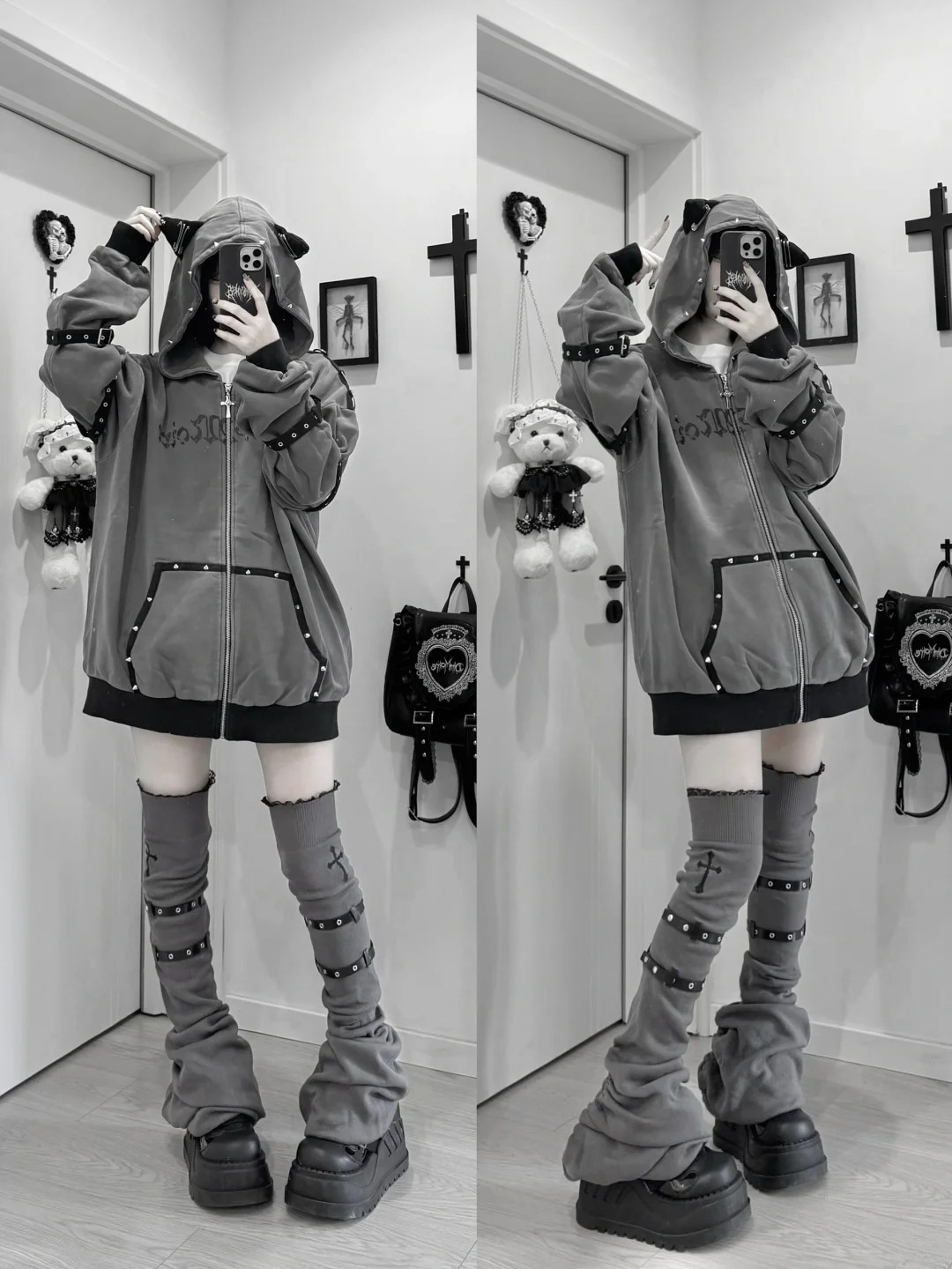 Vintage Zip Hoodie - Streetwear Harajuku Hoodies Jackets Women's Clothing
