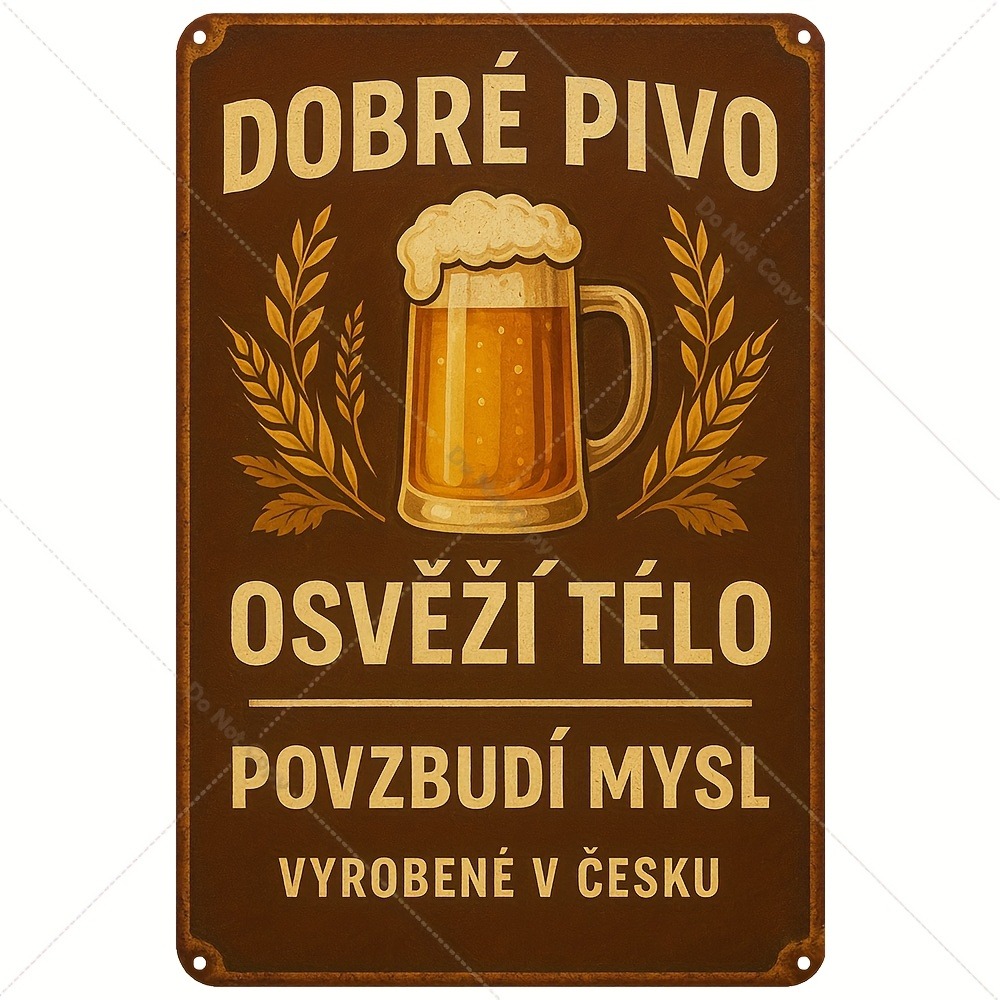 Vintage Collectible Plates - Vintage Czech Beer Metal Sign -