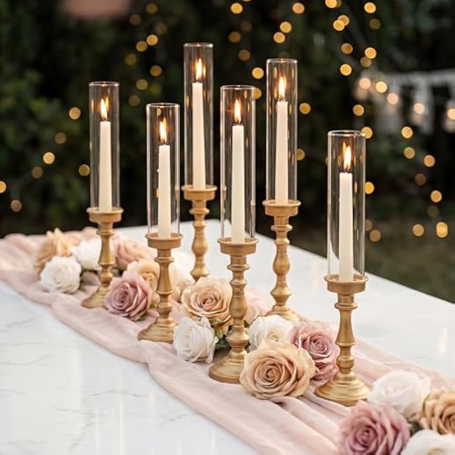 NUPTIO Gold Candlestick Holder - Vintage Collectible Glass ulasan dan harga