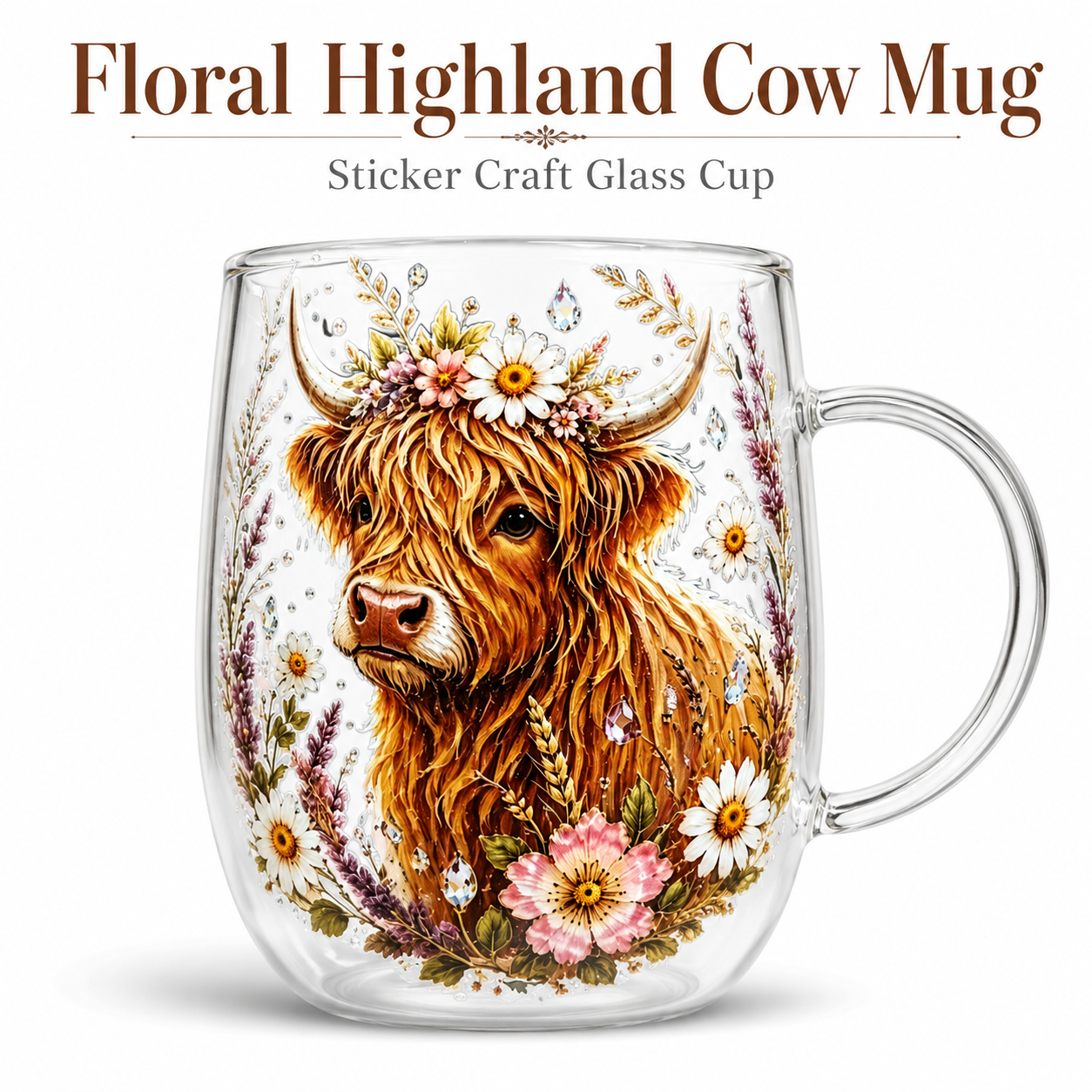 Vintage Highland Cattle Flower - Vintage Collectible Glass ulasan dan harga