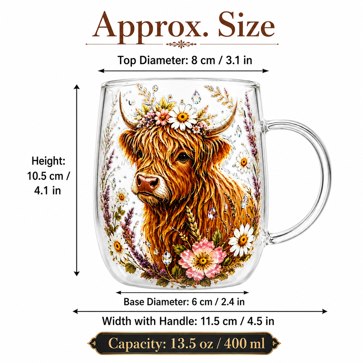 Vintage Highland Cattle Flower - Vintage Collectible Glass ulasan dan harga