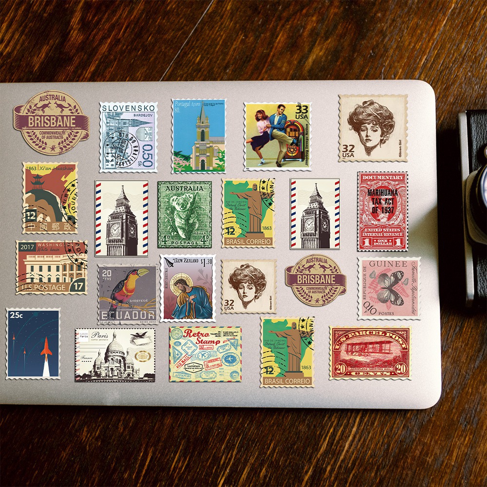 50 Vintage Travel Stamp Sticke - Vintage Collectible Stamps ulasan dan harga