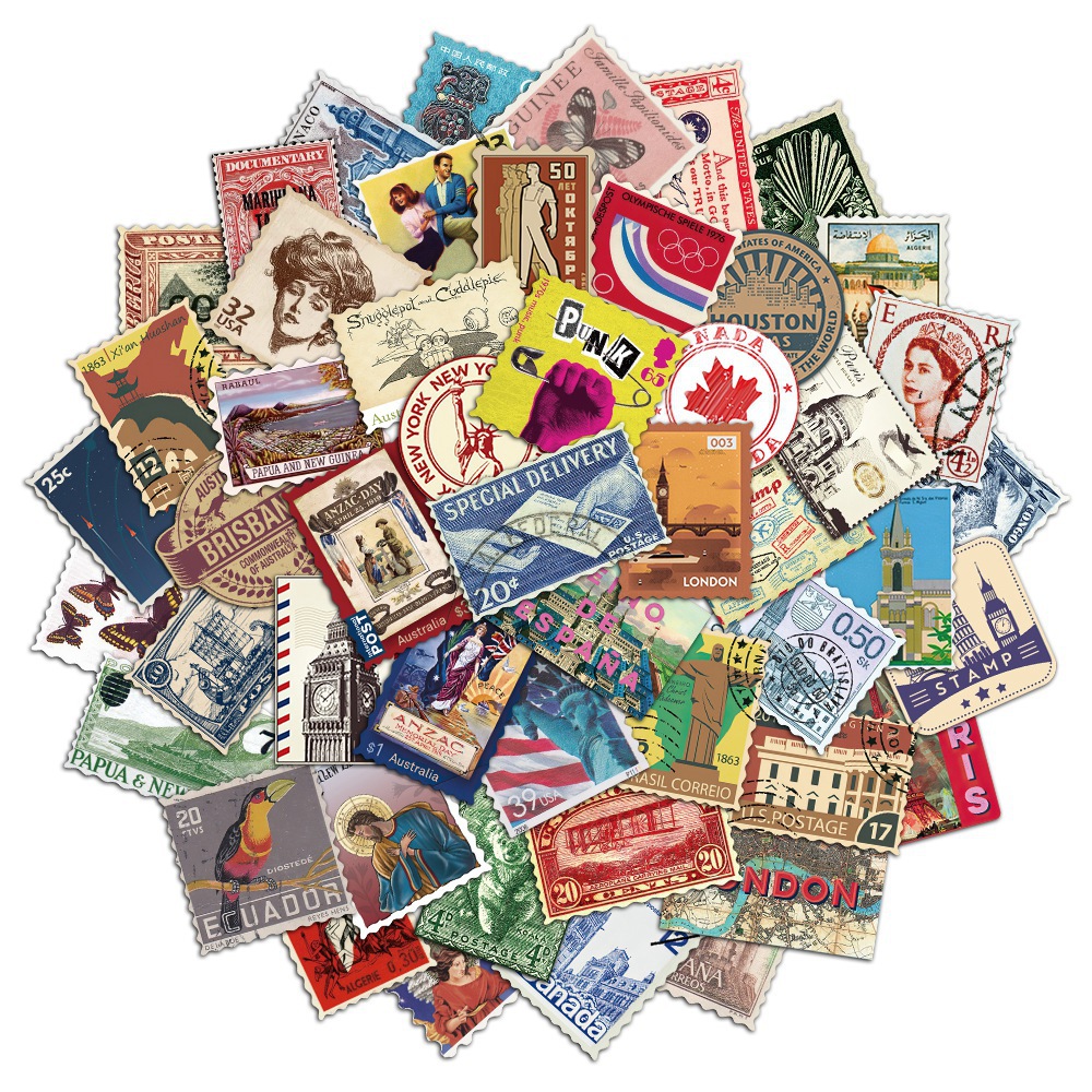 50 Vintage Travel Stamp Sticke - Vintage Collectible Stamps ulasan dan harga
