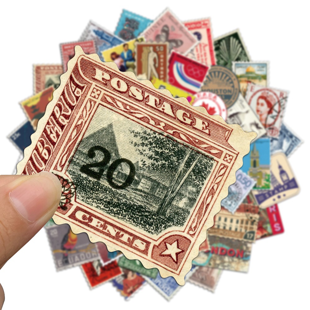 50 Vintage Travel Stamp Sticke - Vintage Collectible Stamps ulasan dan harga