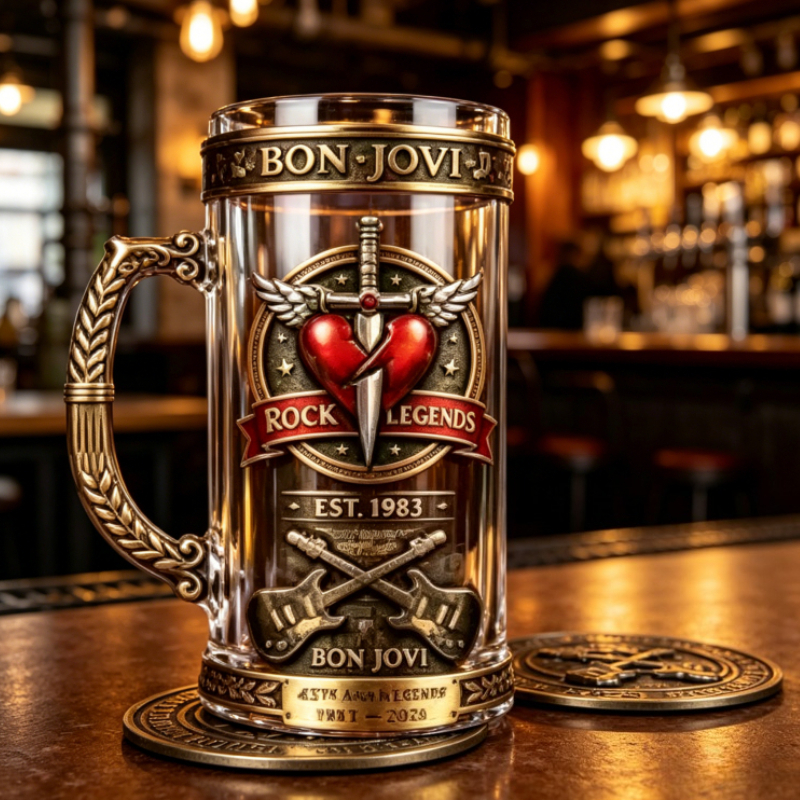 Bon Jovi 1983-2026 Rock Legend - Vintage Collectible Glass ulasan dan harga