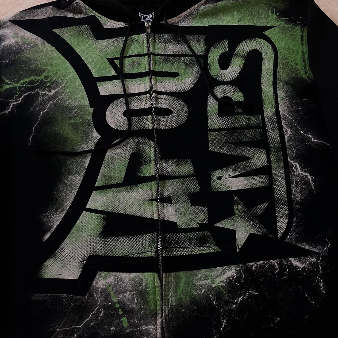 Vintage Green Tapout Print Zip - Vintage Zip Hoodie ulasan dan harga
