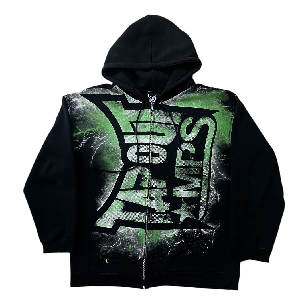 Vintage Green Tapout Print Zip - Vintage Zip Hoodie ulasan dan harga