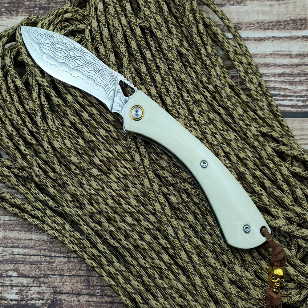 Damascus Pattern Steel Folding - Vintage Collectible Knives ulasan dan harga
