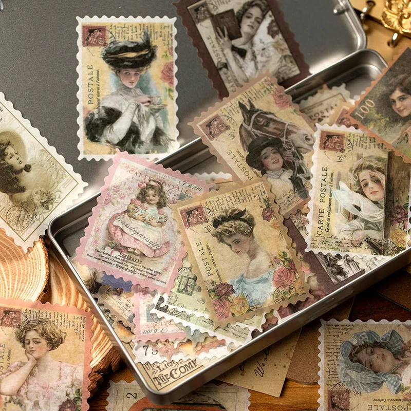 60pcs/lot Vintage Ladies Stamp - Vintage Collectible Stamps ulasan dan harga