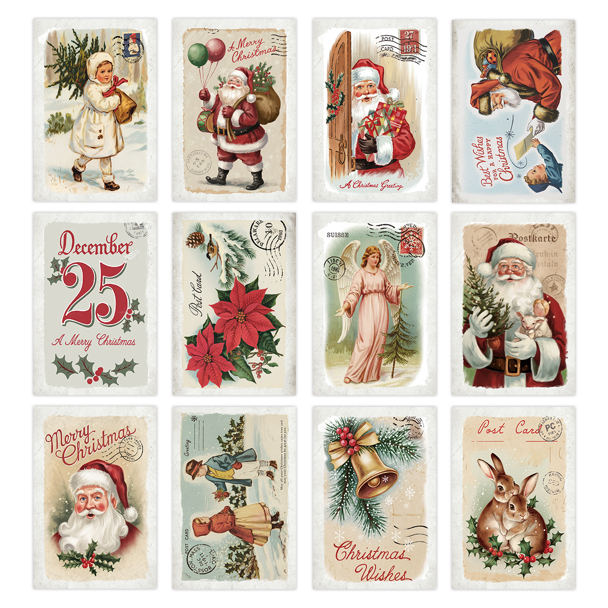 12pcs Vintage Christmas Stamp  - Vintage Collectible Stamps ulasan dan harga