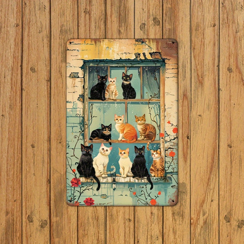 Vintage Cats Window Metal Sign - Vintage Collectible Plates ulasan dan harga