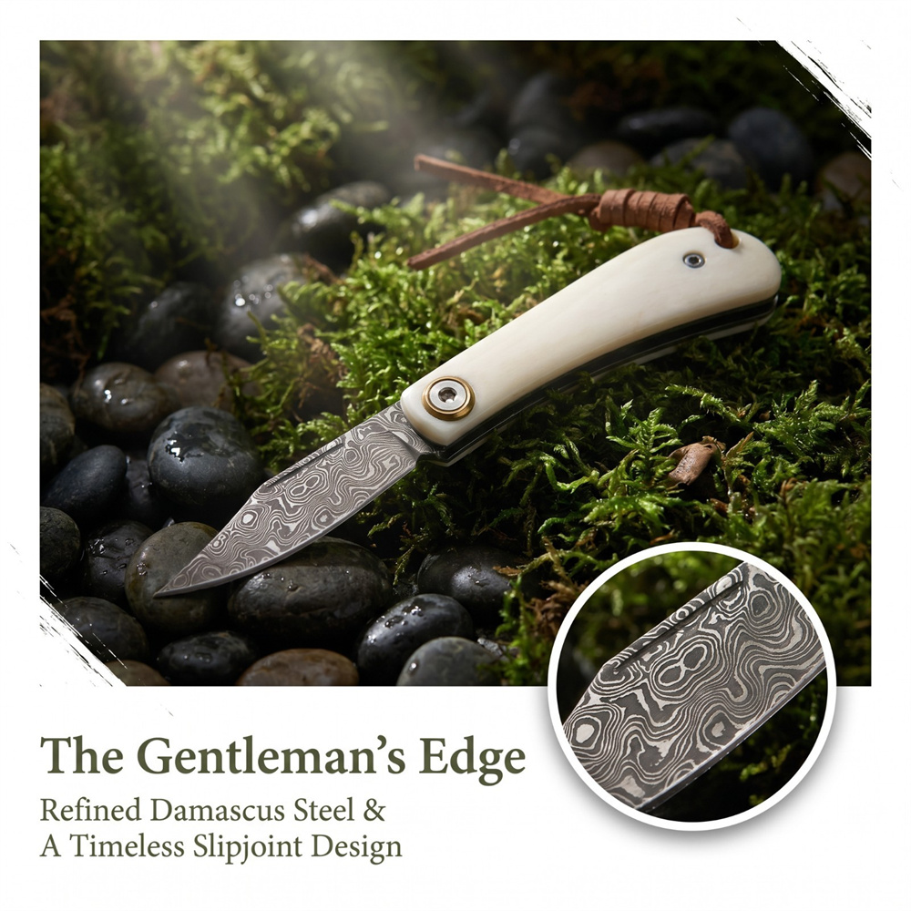 Vintage Damascus Folding EDC P - Vintage Collectible Knives ulasan dan harga