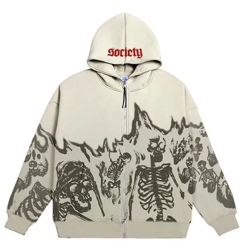Men Anime Skull Hoodies Women  - Vintage Zip Hoodie ulasan dan harga